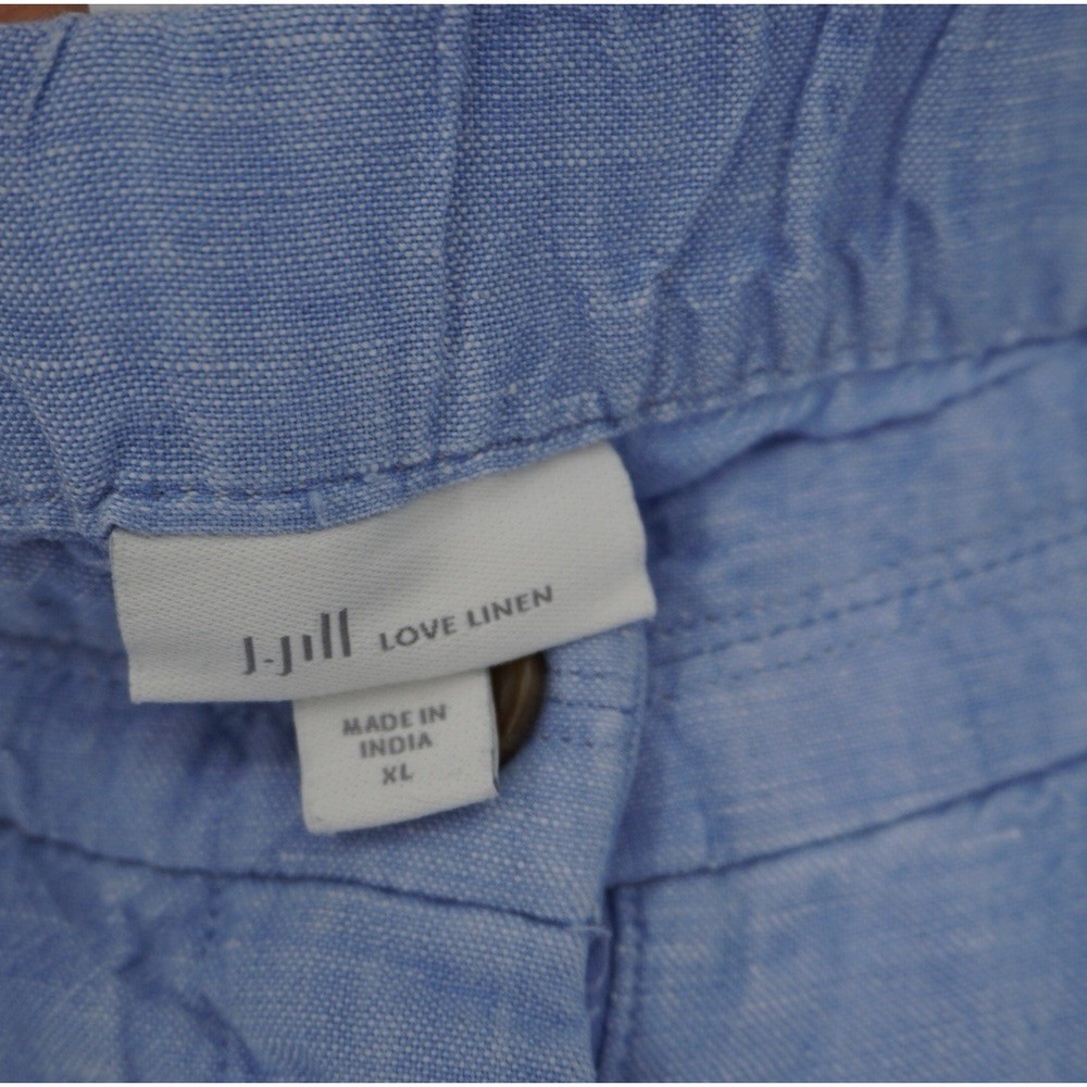 J. Jill Love Linen Wide Leg Cropped Pants Womens XL Blue Lagenlook Coastal - Picture 8 of 12